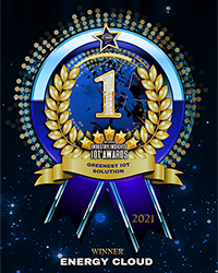Energy Cloud 1st Place Winner ribbon - Greenest IoT Solution, Industry Insights IoT Awards